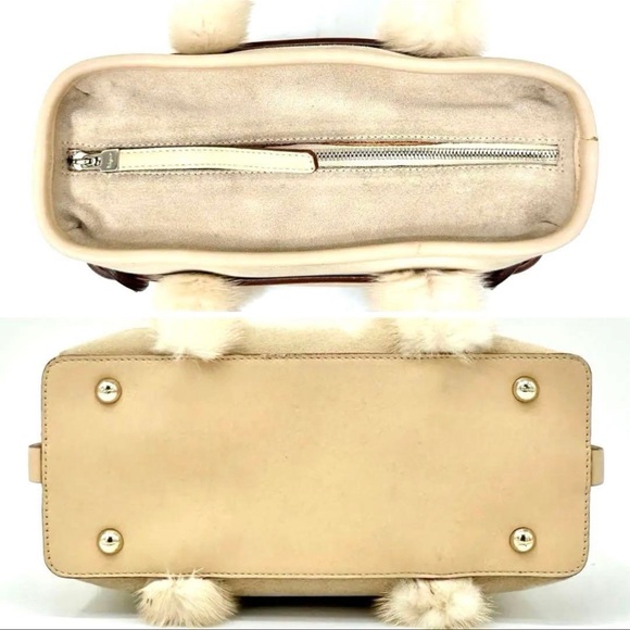 Salvatore Ferragamo Authentic Beige Fur/Suede Gancini Handbag/Shoulder - Picture 6 of 11